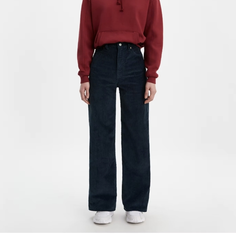Levi's Ribcage Wide Leg Corduroy Pants Navy